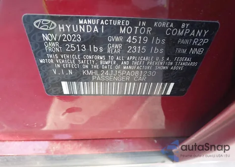 2023 Hyundai Sonata Hybrid Blue z USA, uszkodzony, nr VIN KMHL24JJ5PA081230